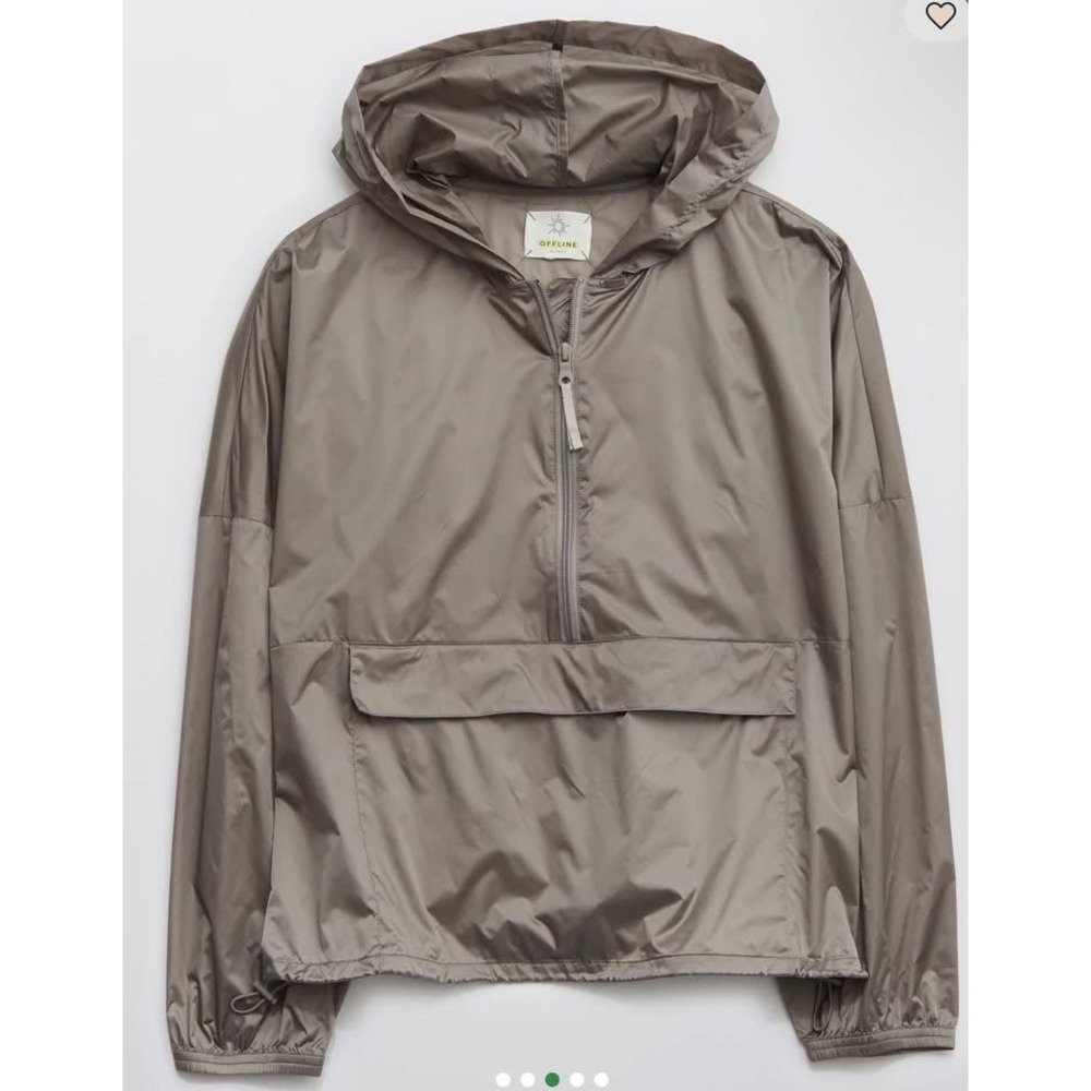Aerie Offline Gray Lightweight Hooded Anorak Jacket Pullover Pocket M Medium